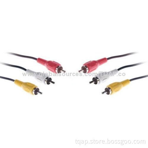 Audio Video Cable, 2x3x Chinch Male, 2x Audio L+R White and Red, 1 x Video Yellow